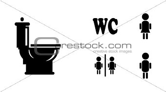 Black bathroom Icons Set