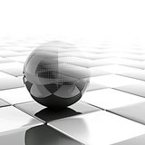 black metallic ball with visible wired structure
