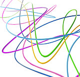 fibre optical funny colored wires mixed on a white background