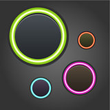 Colorful glowing buttons on dark background