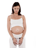 Pregnant Woman Portrait Attached with handcuffs