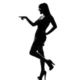 stylish silhouette woman laughing pointing