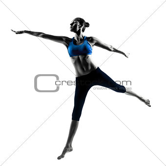 woman exercising jumping stretching dancing