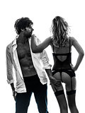 sexy stylish couple lovers silhouette