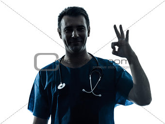 doctor man silhouette okay gesture portrait