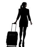 rear view business woman  traveling walking   silhouette