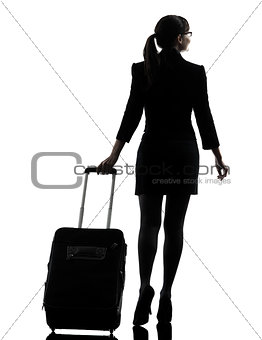 rear view business woman  traveling walking   silhouette