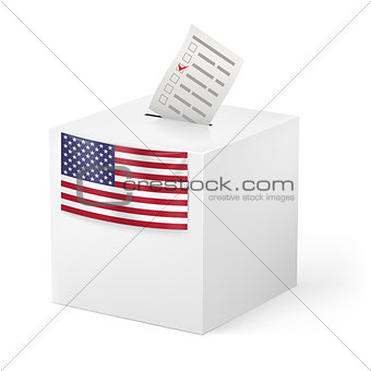 Ballot box with voicing paper. USA.