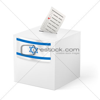 Ballot box with voicing paper. Israel.