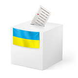 Ballot box with voicing paper. Ukraine.