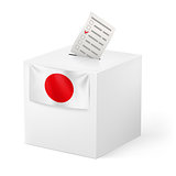 Ballot box with voicing paper. Japan.