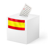 Ballot box with voicing paper. Spain.