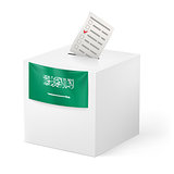 Ballot box with voicing paper. Saudi Arabia.