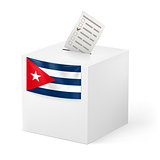 Ballot box with voicing paper. Cuba.