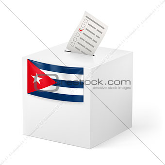 Ballot box with voicing paper. Cuba.