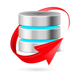  Database icon with update symbol.