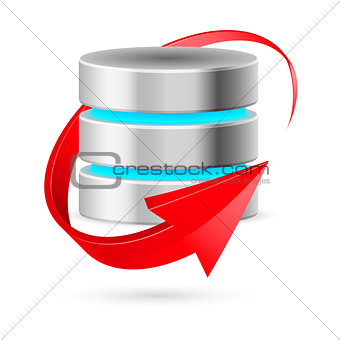  Database icon with update symbol.