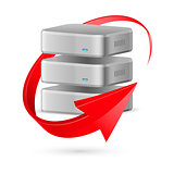 Database icon with update symbol.