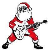 Santa Claus with electric guitar