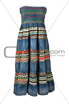 Women's long denim dress with embroidery