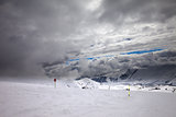 Ski slope at bad weather