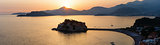 Sunset and Sveti Stefan sea islet (Montenegro)