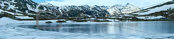 Alps mountain lake (spring panorama).