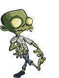 Cartoon zombie with ripped clothes