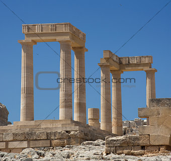 Ancient Acropolis in Rhodes. Lindos city. Greece
