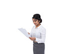 Close-up shot of a Asian businesswoman with documents