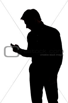 Man texting with one hand 