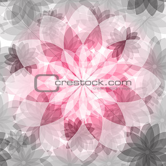 Floral pink-gray seamless pattern