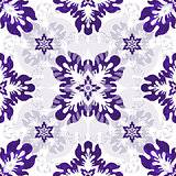 White seamless pattern with violet flowers