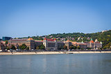 Historical buildings on shore side of Danube river in Budapest