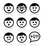 Smiley faces, avatar vector icons set
