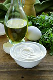 fresh homemade mayonnaise with olive oil and egg