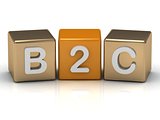 B2C Business to Consumer symbol on gold and orange cube