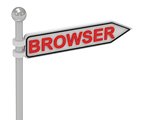 BROWSER arrow sign with letters 