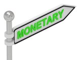 MONETARY arrow sign with letters 