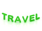 TRAVEL sign with green letters 