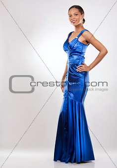 black woman in evening gown