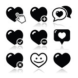Heart, love vector icons set