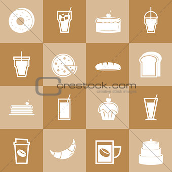 Set of bakery and drinks elements for coffee shop