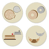 Set of vintage homemade bakery badges