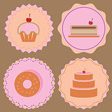Variety of bakery icon color badges