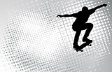 skateboarder on the abstract halftone background