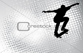 skateboarder on the abstract halftone background