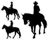 cowgirl riding horse silhouettes