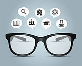Glasses with education icons