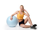 blond girl with gym ball